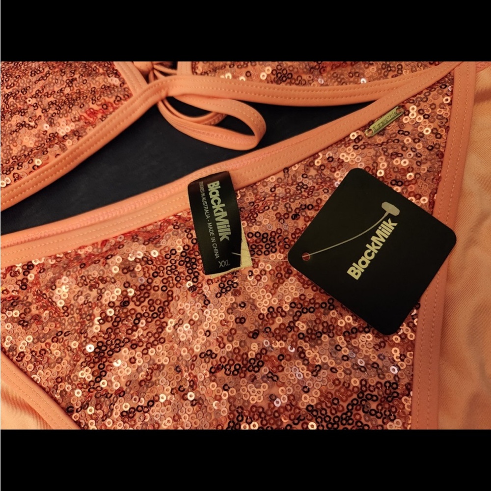 Blackmilk Sparkle Sparkle Sequin Hot Pink Cheeky Bikini Set - Picture 5 of 5